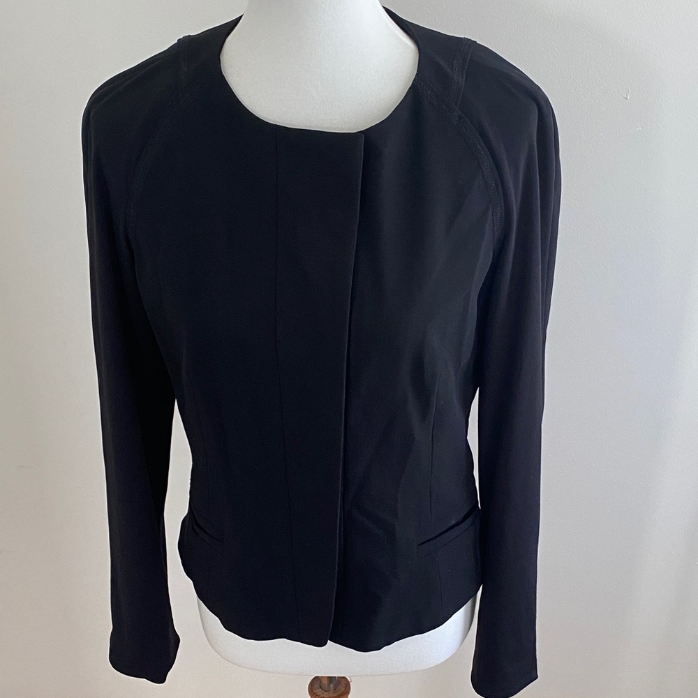 DKNY Black Collarless Tailored Blazer